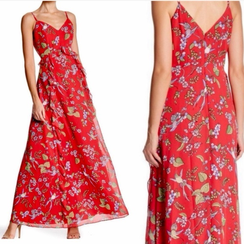 Nanette Lepore Vibrant Red Floral Maxi Dress
